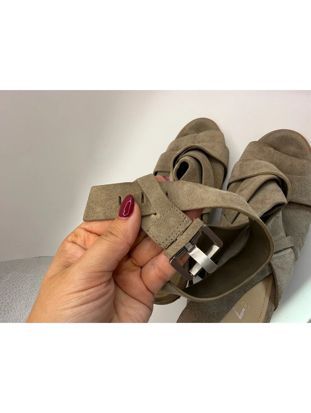 Marc Fisher Valen Suede Peep Toe Sandals - Women's 9